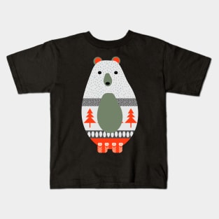 Winter bears with birds Kids T-Shirt